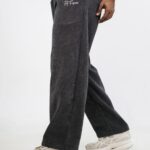 Charcoal Corduroy Baggy Pants for men from Fit Fusion Studio, relaxed wide-leg fit