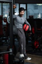 Fit Fusion Slate Gray Round Neck Compression T-Shirt for men
