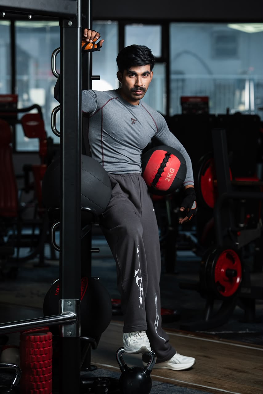 Fit Fusion Slate Gray Round Neck Compression T-Shirt for men
